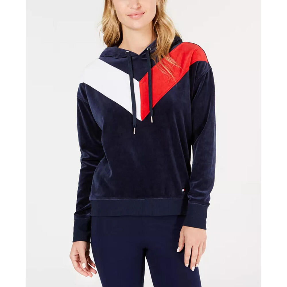 Tommy Hilfiger Sport Womens Sweater Hoodie Blue Red White Size XL